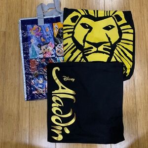 Disney reusable bag bundle - Aladdin, The Lion King, Disney Store - 3 pcs